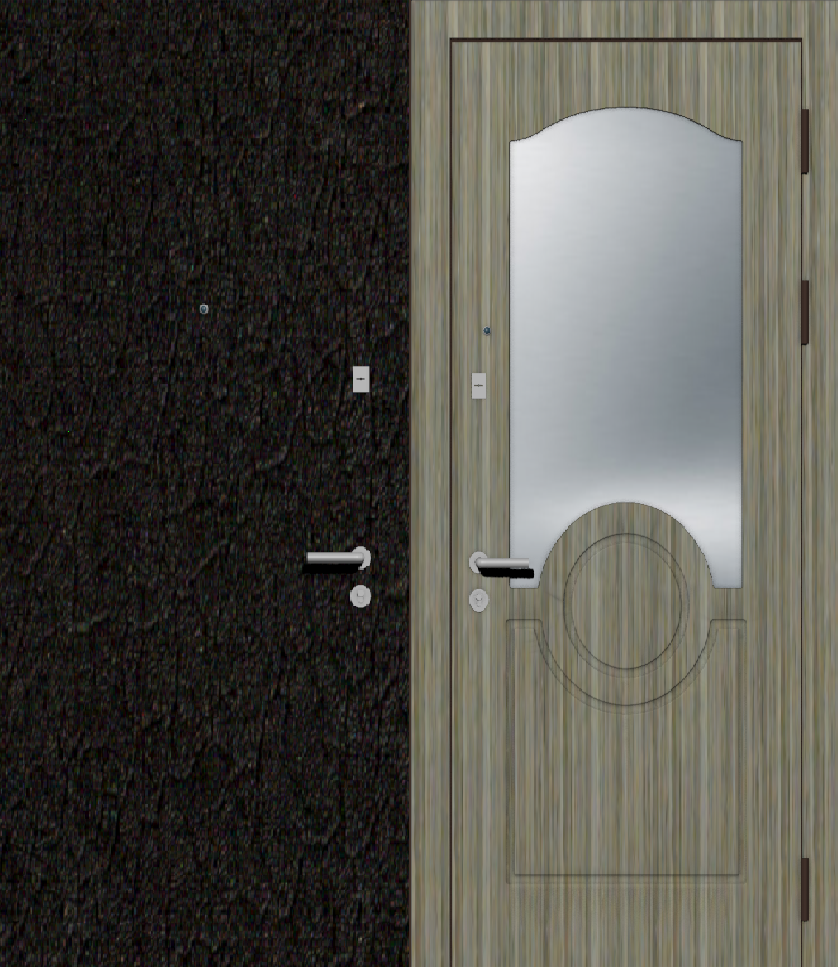 Металлическая дверь для дачи порошковое напыление и мдф шпон с зеркалом